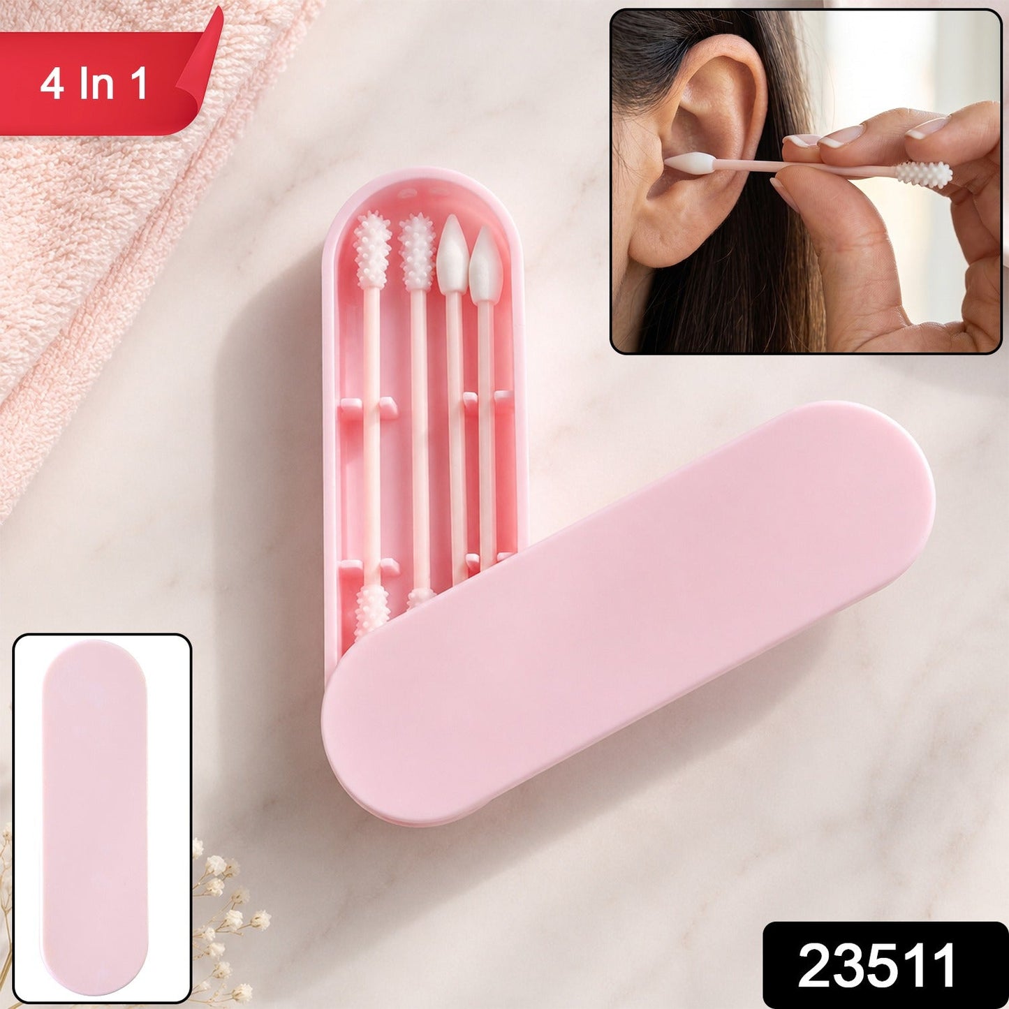 Reusable silicone ear buds set with 4 interchangeable tips