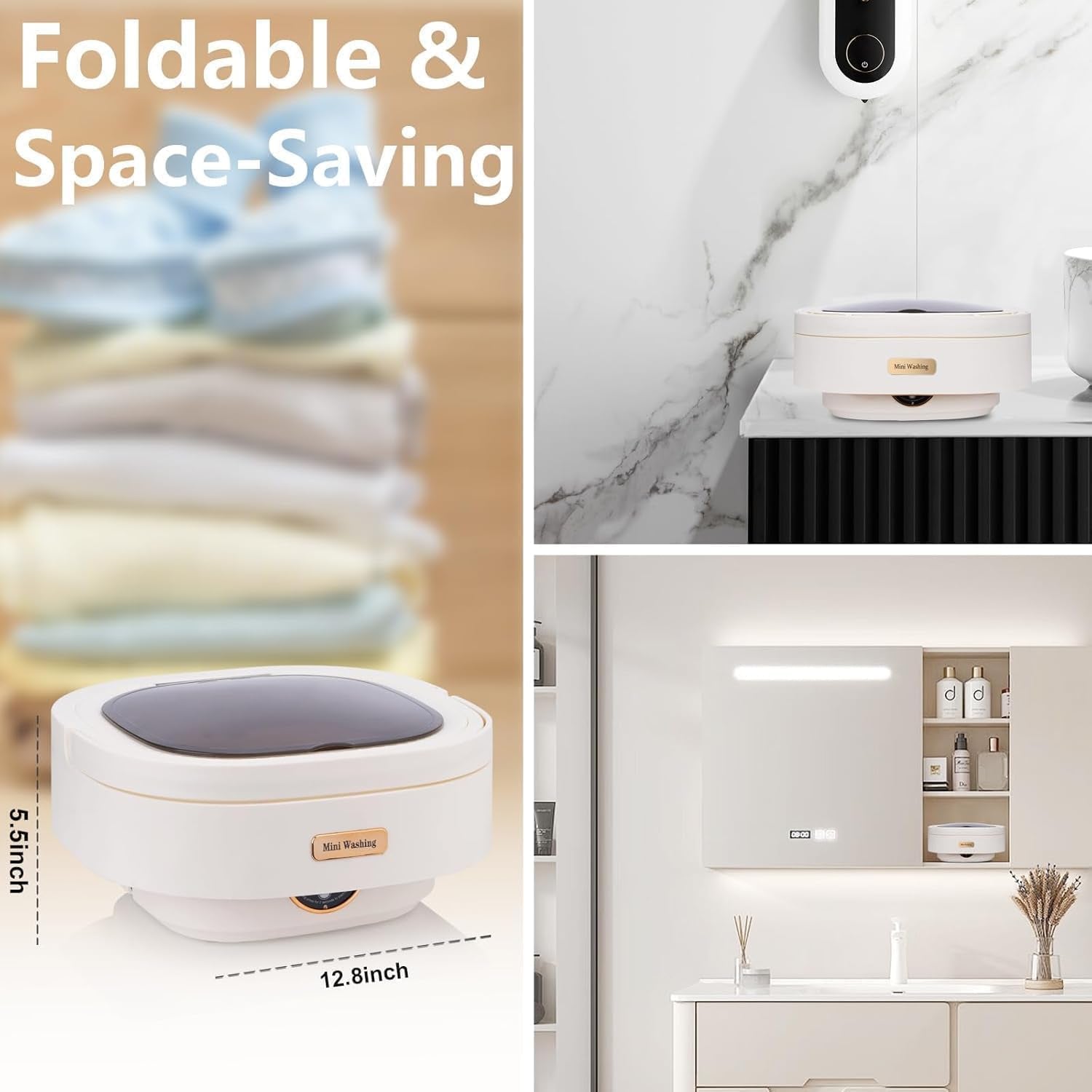 Foldable portable washer for socks, underwear and baby clothes