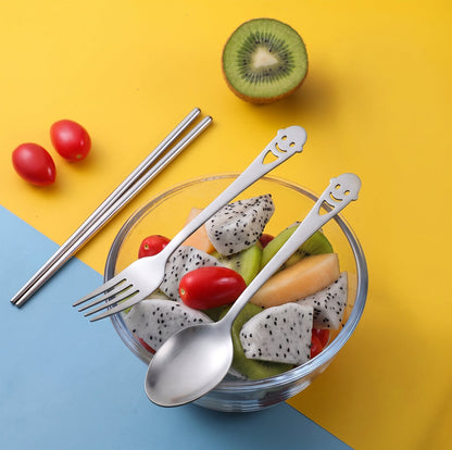 Travel dining cutlery set with pouch for school and work