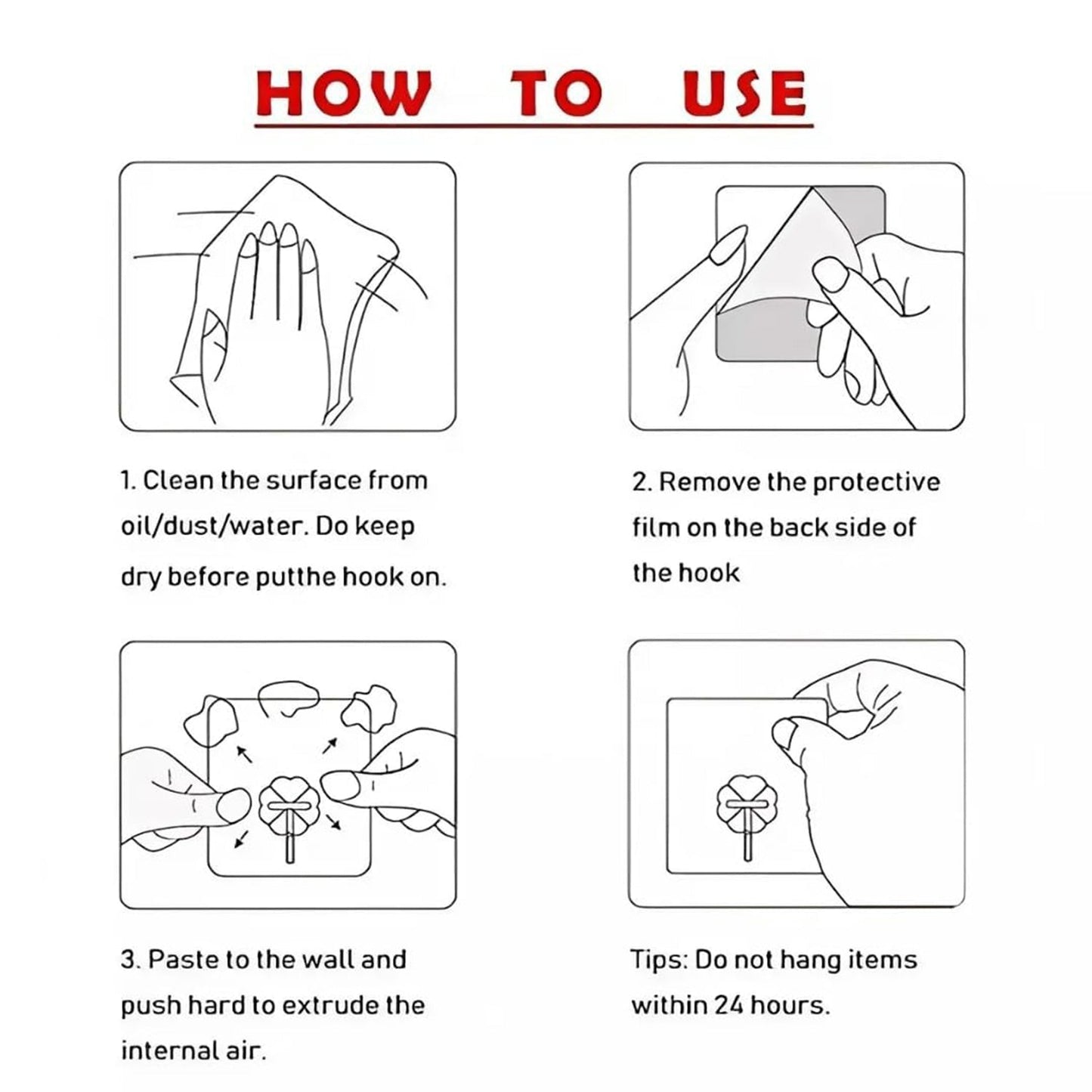 No drill plastic hook for kitchen, bathroom and bedroom walls