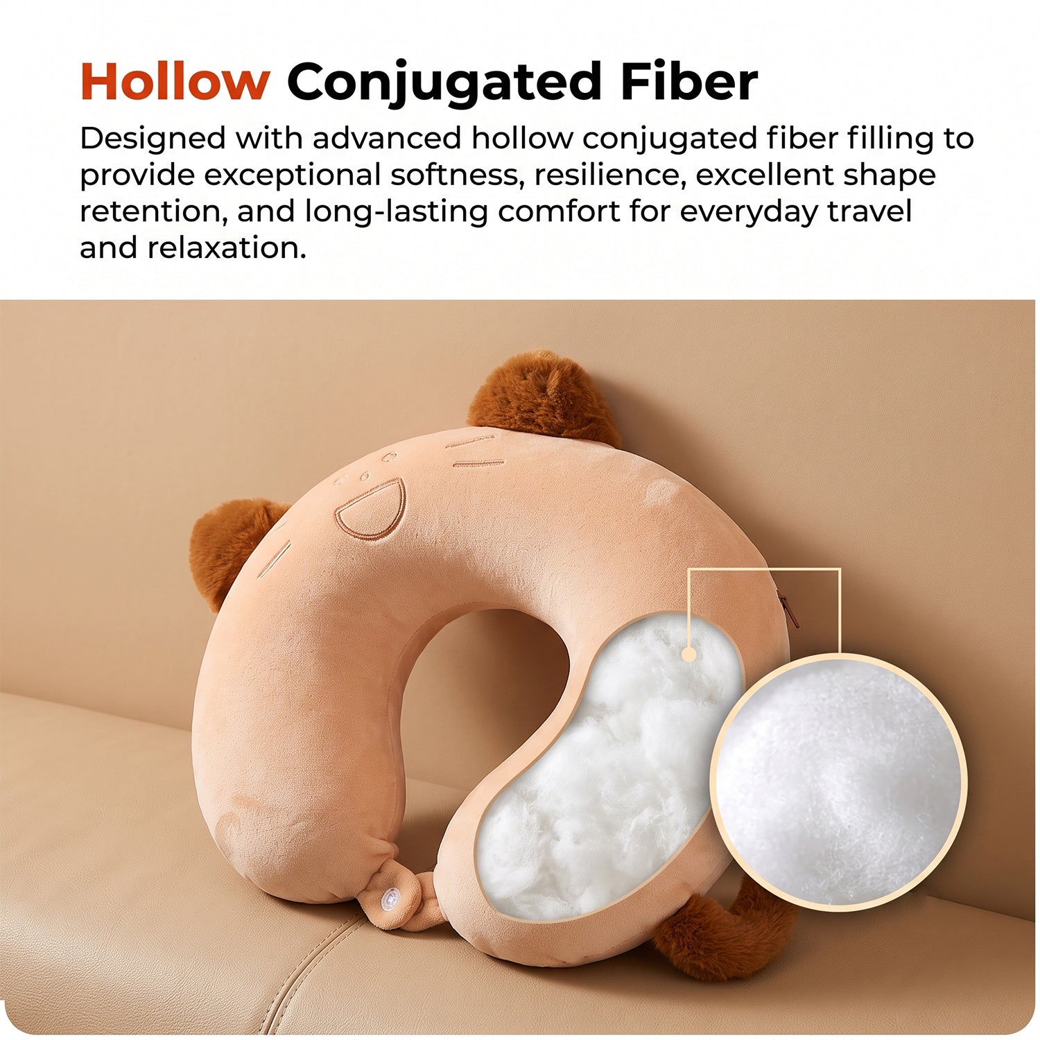 Cuddly cat neck support pillow for travel and home rest