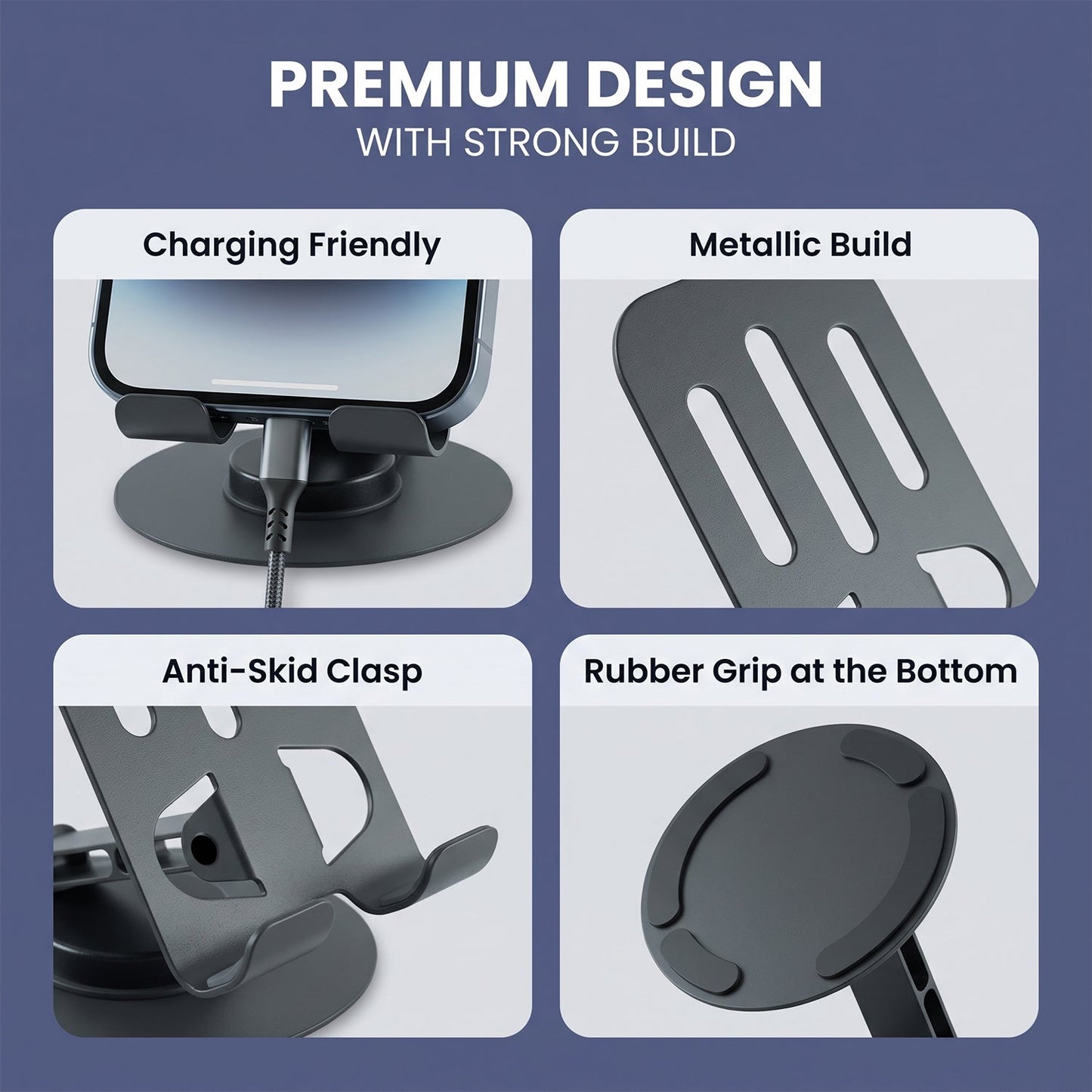 Compact adjustable phone stand for home and office
